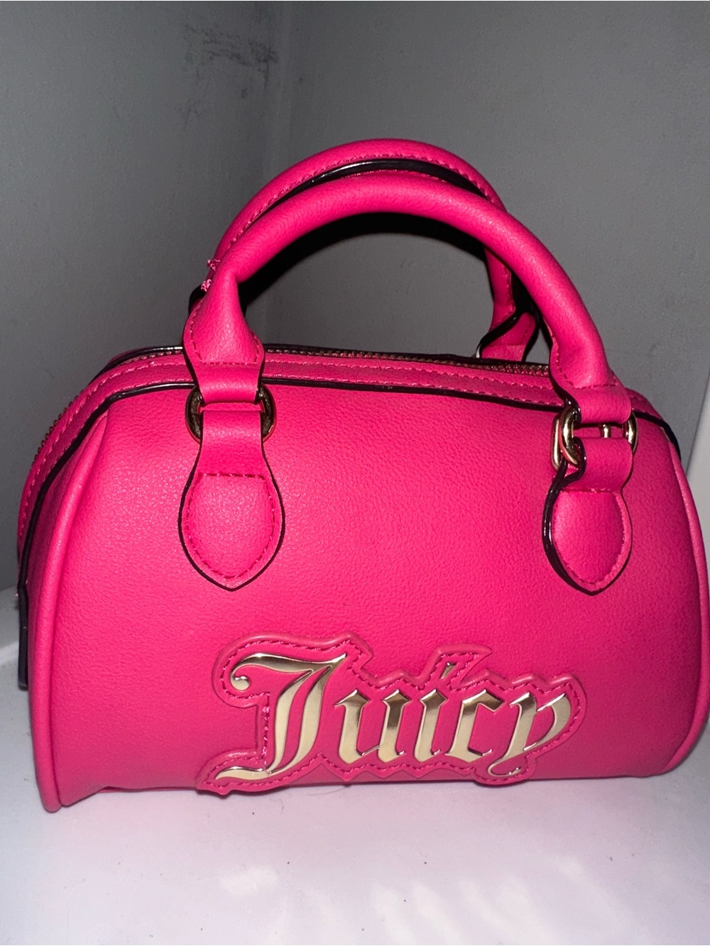 Juicy Couture Bright Pink Dome Satchel with Gold Logo